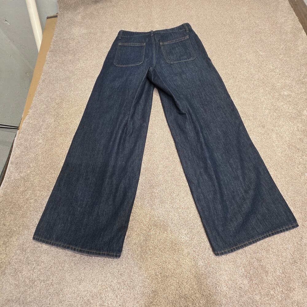 Old Navy High-Rise Baggy Wide Leg Jeans Women's Size 6 Dark Wash Drapey Deni